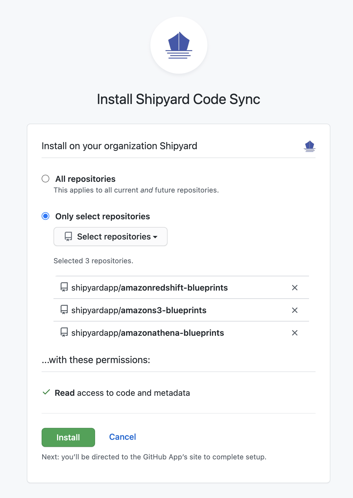 Selecting repositories to connect to