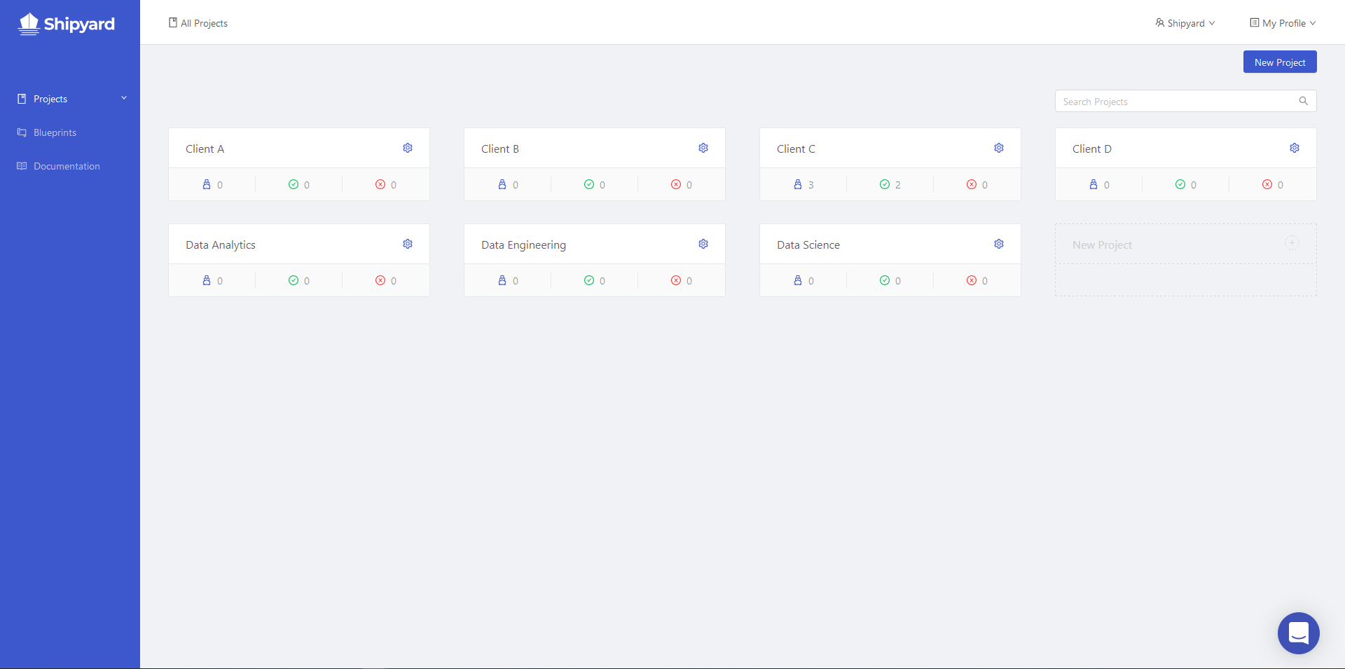 View every project in your organization with highlighted data around Fleet count and job status.