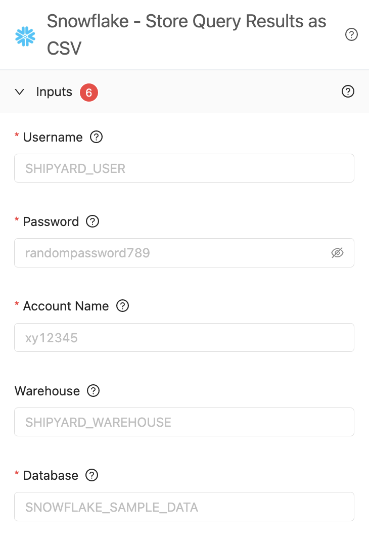 Inputs Panel