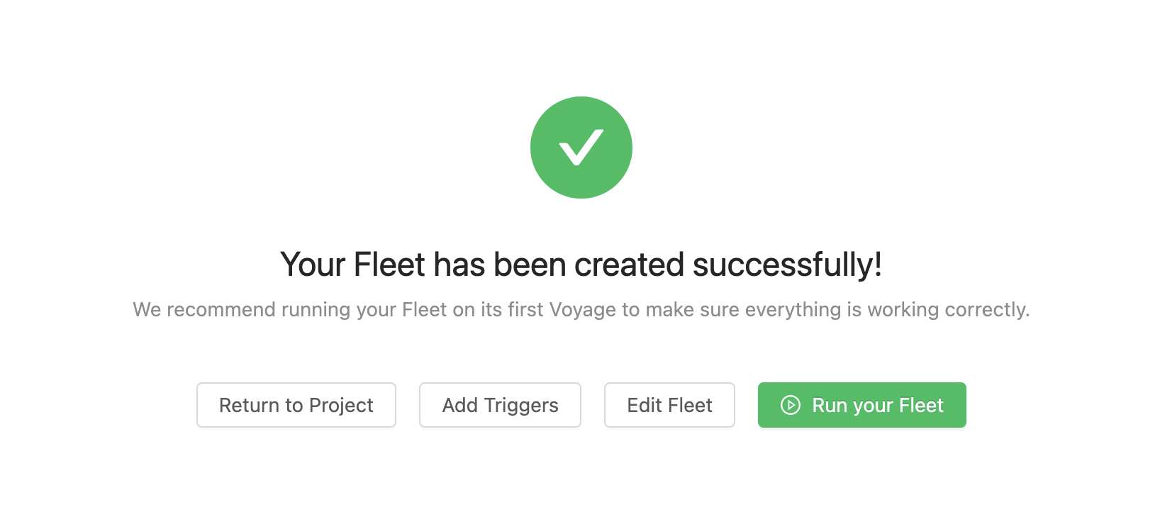 Fleet Success Screen