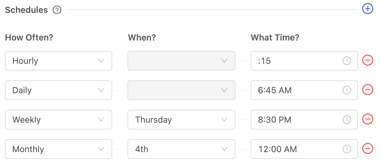 View on the Triggers tab when there are schedules.