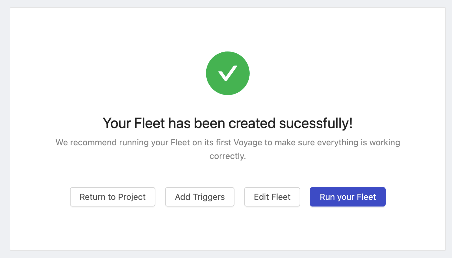 Fleet Success Screen